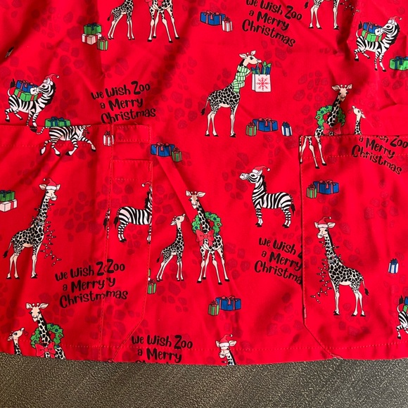 “We Wish Zoo a Merry Christmas” Scrub Top - Picture 5 of 5